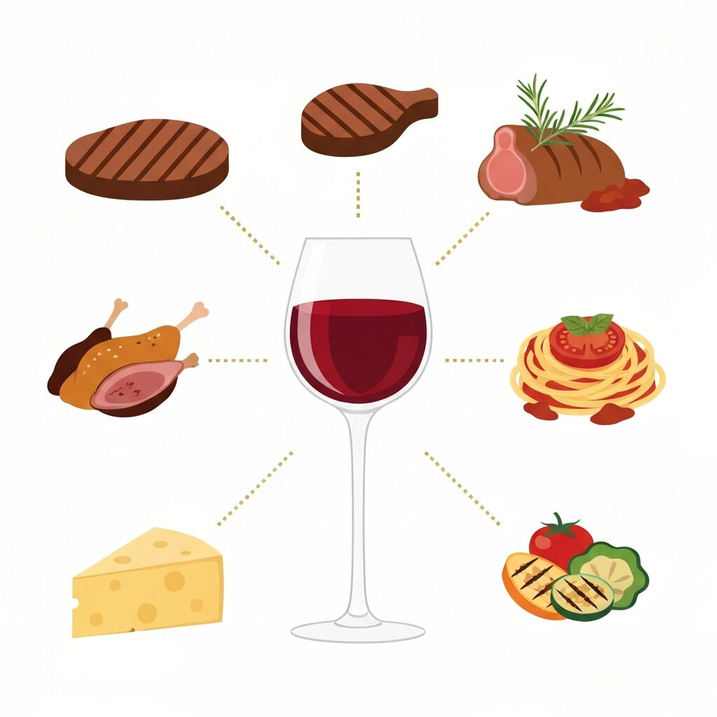 ホークスベイワインに合う料理のペアリング図解(牛肉・ラム肉・チーズなど)
